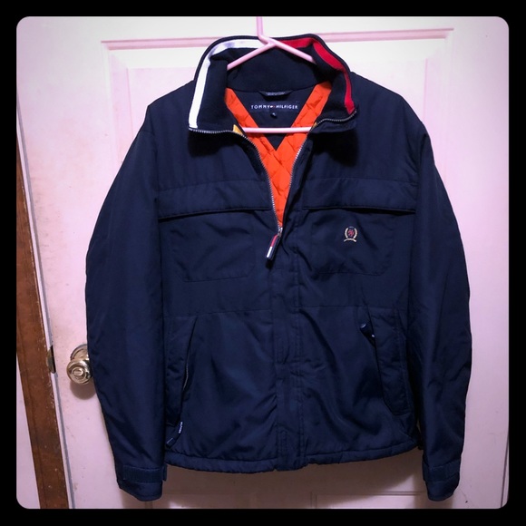 orange and blue tommy hilfiger jacket